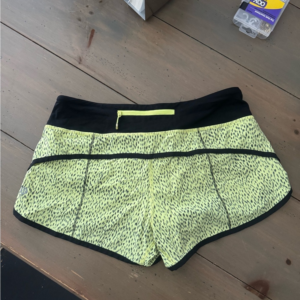 Lululemon Athletica Neon Yellow/Green and Black Athletic Shorts